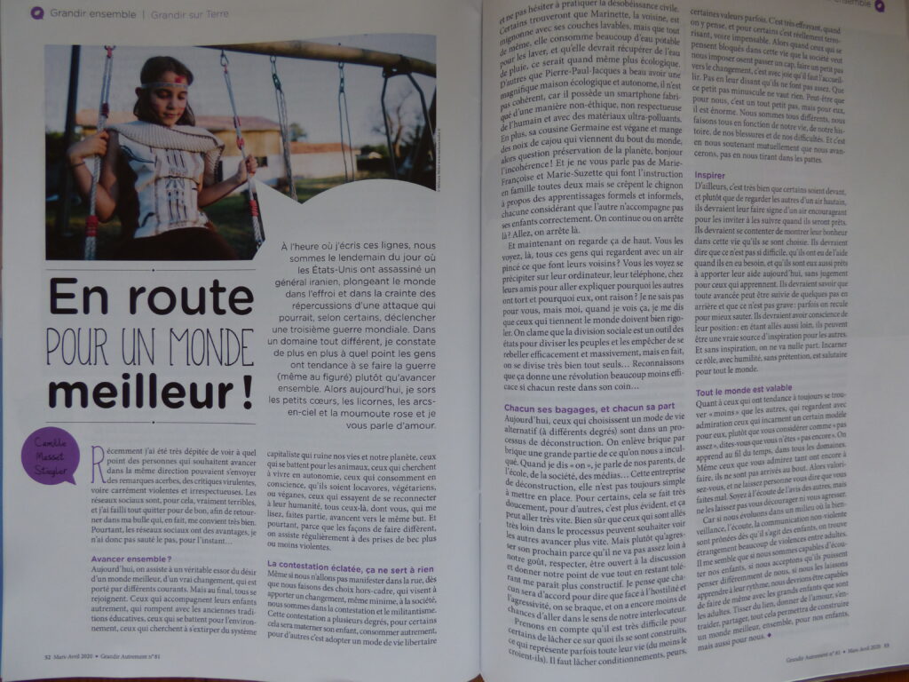 Grandir Autrement n° 81, article