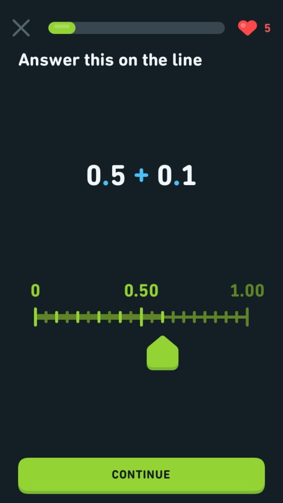 Duolingo Maths, capture d'écran
