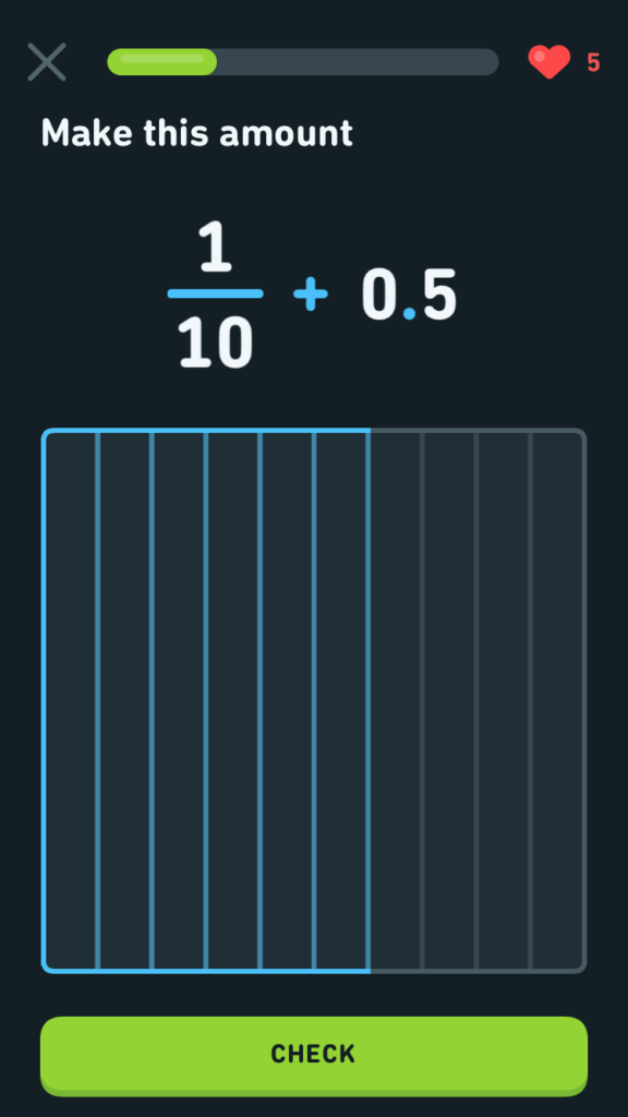 Duolingo Maths, capture d'écran