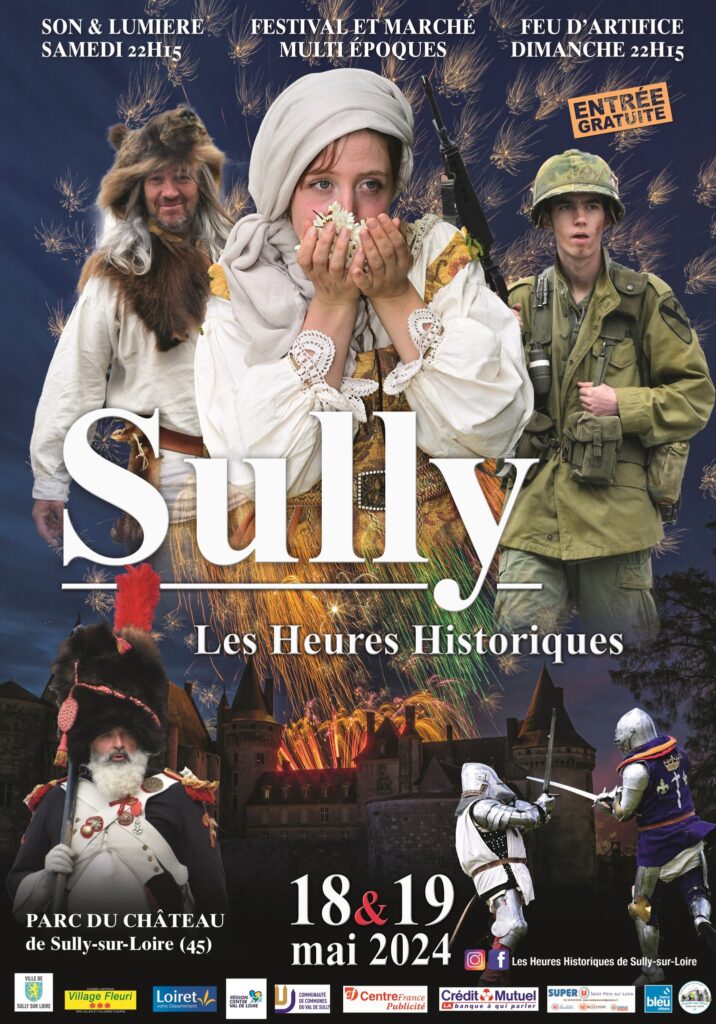 Affiches pour les Heures Historiques de Sully sur Loire en mai 2024